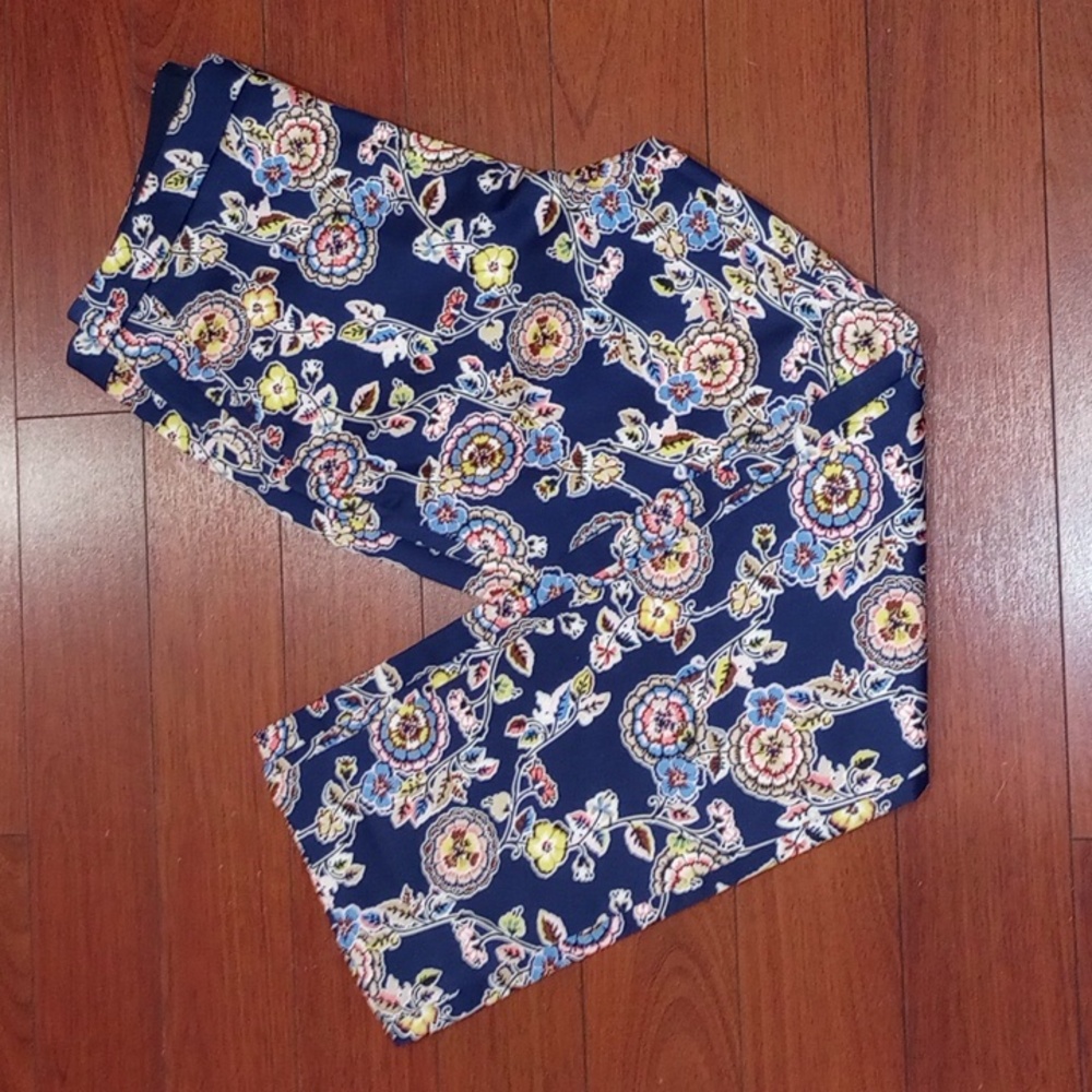 Tommy Hilfiger Navy Floral Mid Rise Slim Ankle Pants, Size 6